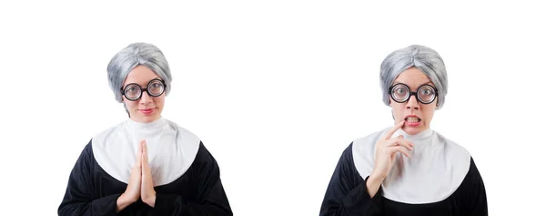 Comic nun isolated on white — Stock Photo, Image