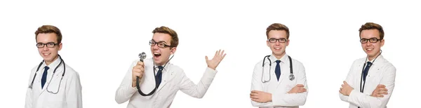 Divertido médico aislado en blanco — Foto de Stock