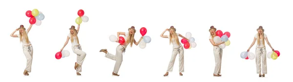Jonge mooie vrouw met ballonnen in de hand — Stockfoto