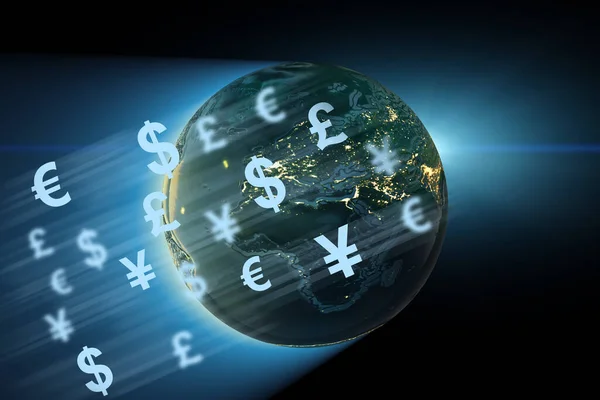 Concepto global de transferencia e intercambio de dinero — Foto de Stock