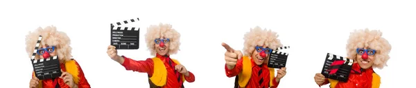 Lustiger Clown im Spaßkonzept isoliert auf Weiß — Stockfoto