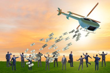 Helikopter para konseptinde iş adamı
