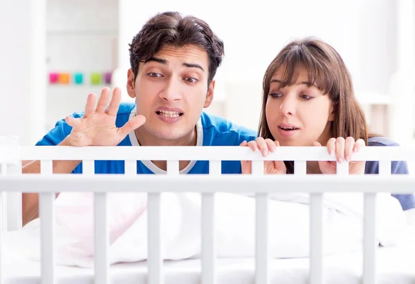 Young family frustrated at baby crying — Stock Photo, Image