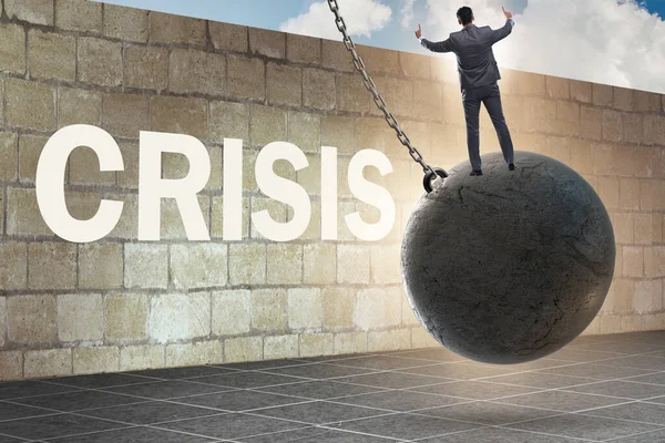 Empresário no conceito de gestão de crises — Fotografia de Stock