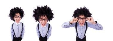 Beyaz arka planda izole komik adam