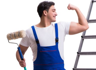 Genç ressam müteahhiti beyaz arka planda izole edildi