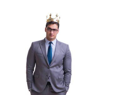 Kral işadamı beyaz arka planda izole edilmiş