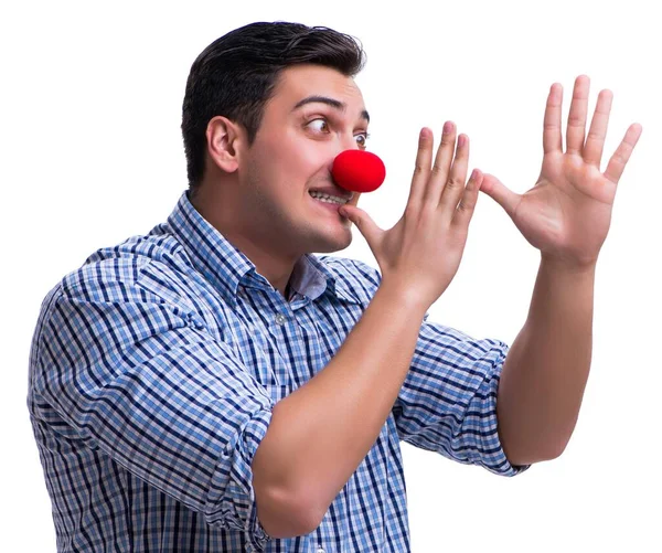 Zabawny człowiek clown izolowane na białym tle — Zdjęcie stockowe
