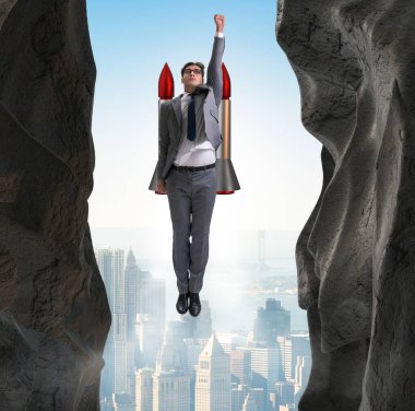 İş adamı iş kavramındaki zorlukların üstesinden geldi