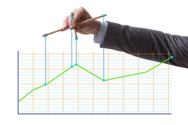 Imprenditore che controlla il mercato con le corde — Foto Stock