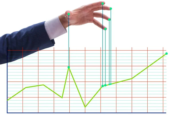 Empresario que controla el mercado con cadenas — Foto de Stock