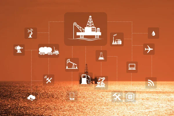 Concepto de automatización en la industria del petróleo y el gas —  Fotos de Stock