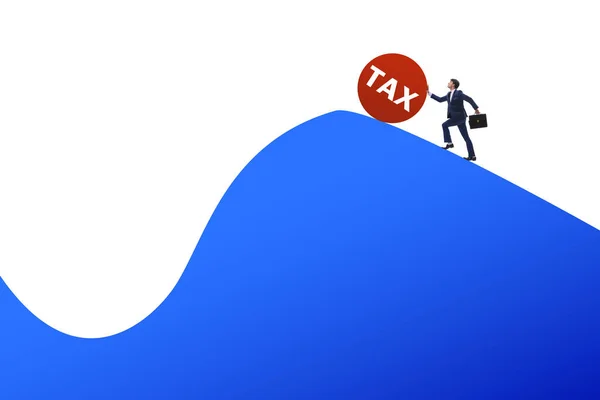 Businessman in tax concept on mountain — Stock Photo, Image