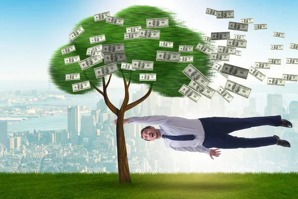 Empresario volado lejos del árbol del dinero — Foto de Stock