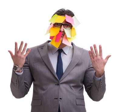 Birçok hatırlatıcıya sahip iş adamı beyazda izole edildi