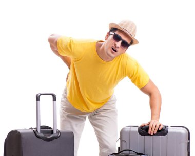 Mutlu genç adam yaz tatiline çıkıyor.