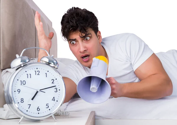 Man in bed suffering from insomnia — Stock Photo, Image