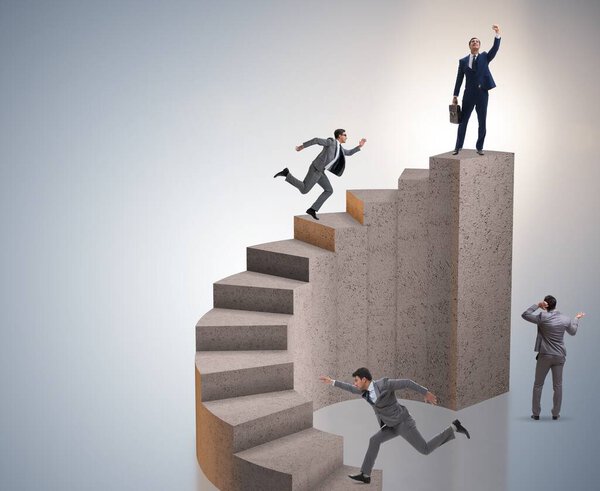 Business concept with business people on staircase