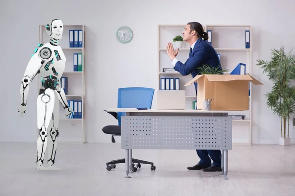 Concept of robots replacing humans in offices — Stock Photo, Image