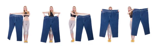 Concepto de dieta con jeans de gran tamaño — Foto de Stock