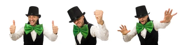 Άντρας με μεγάλο πράσινο παπιγιόν σε αστεία έννοια — Φωτογραφία Αρχείου