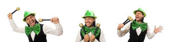 Man with big green bow tie in funny concept — Stock Photo, Image