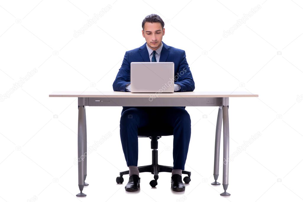 Employee working isolated on white background