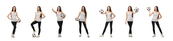 Una chica con bola aislada en blanco — Foto de Stock