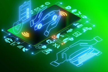 İnternetten sigorta satın alma kavramı - 3D oluşturma