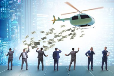 Helikopter para konseptinde iş adamı