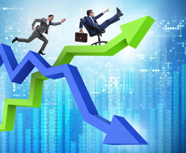 Growth and decline concept with businessmen — Stock Photo, Image