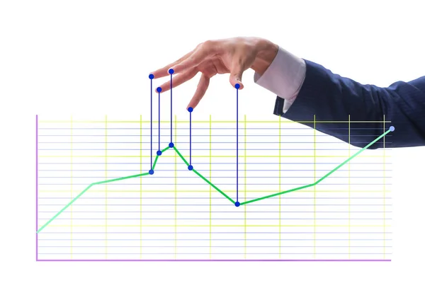 Zakenman controleert de markt met touwtjes — Stockfoto