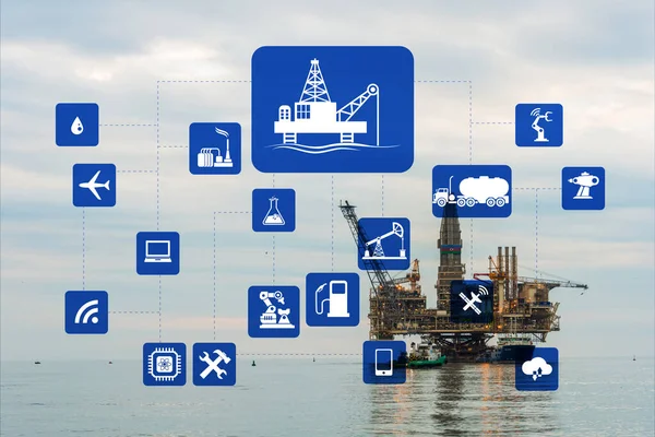 Concepto de automatización en la industria del petróleo y el gas —  Fotos de Stock