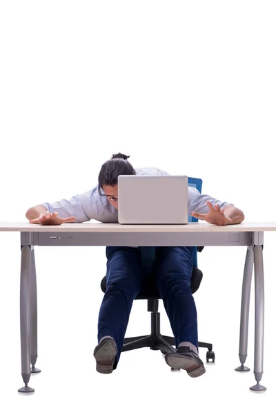 Empleado trabajando aislado sobre fondo blanco —  Fotos de Stock