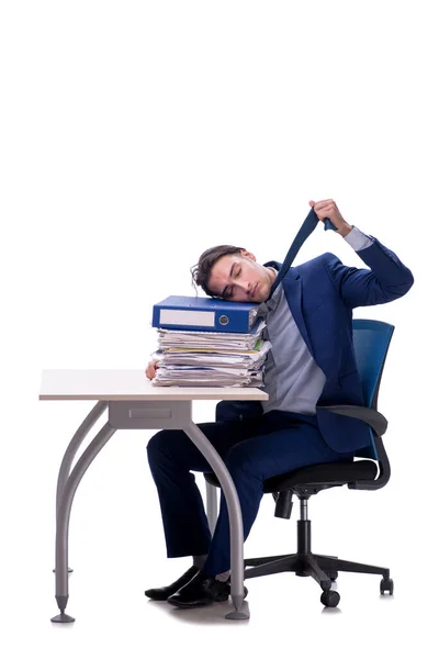 Empleado trabajando aislado sobre fondo blanco — Foto de Stock