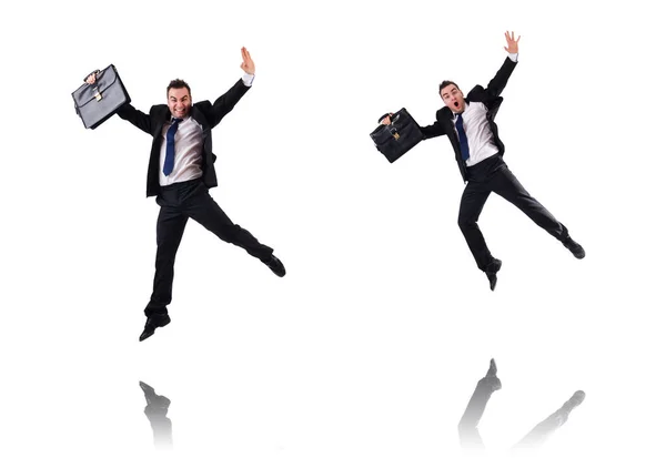 Jumping businessman isolated on the white — Stock Photo, Image