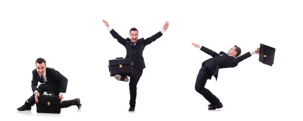 Dancing businessman isolated on the white — Stock Photo, Image