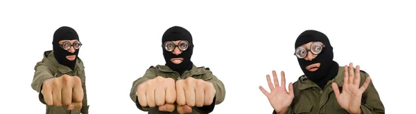 De crimineel met het masker geïsoleerd op wit — Stockfoto