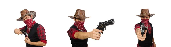 Junger Cowboy isoliert auf weiß — Stockfoto