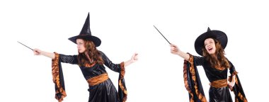 Asa ile beyaz izole cadı