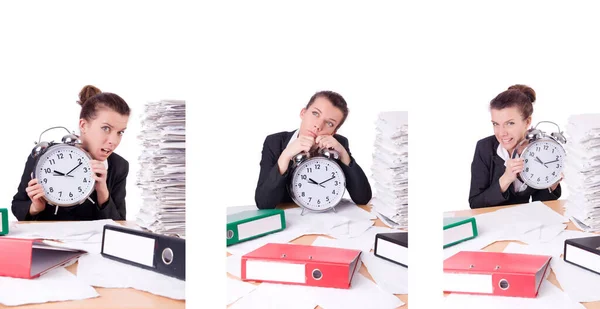 Woman businesswoman under stress missing her deadlines — Stock Photo, Image