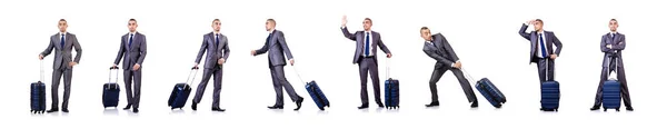 Homme d'affaires avec bagages sur blanc — Photo