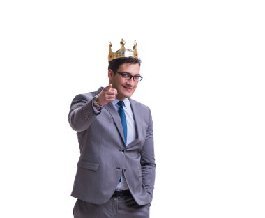 Kral işadamı beyaz arka planda izole edilmiş