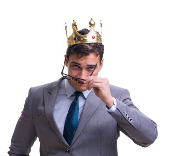 Kral işadamı beyaz arka planda izole edilmiş