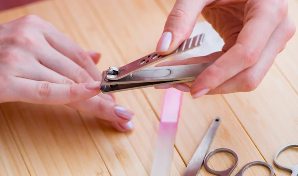 Skönhetsprodukter nagelvård verktyg pedikyr närbild — Stockfoto