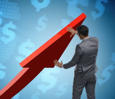 Ekonomideki büyümeyi destekleyen işadamı grafikte