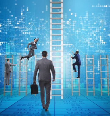 Rakiplerini döven iş adamlarıyla rekabet konsepti