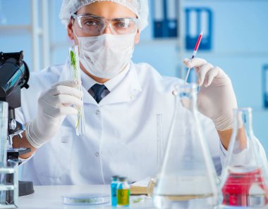 Laboratuvarda bilim adamıyla biyoteknoloji kavramı