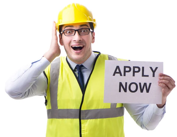 Supervisor de construcción en concepto recrtuiment aislado en blanco —  Fotos de Stock