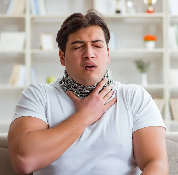 Young man suffering from sore throat — Stock Photo, Image